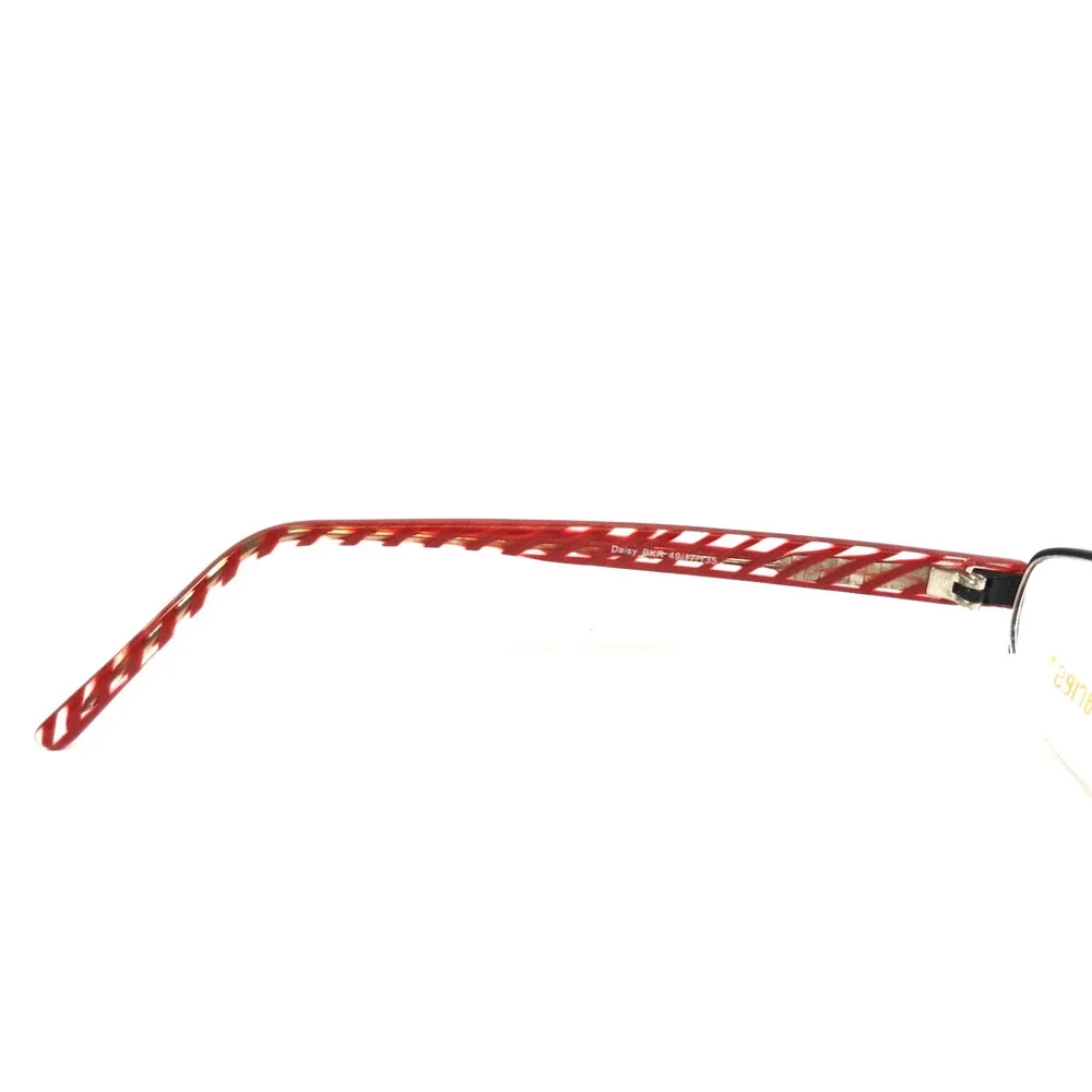 No Boundaries Petite Eyeglasses Frames Daisy BKR Black Red Oval 49-17-135
